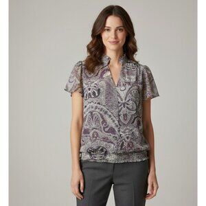 East 5th Paisley Sheath Lined Collared Blouse M